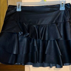 A black leather skirt